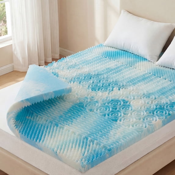 JIOABL 3 inch Full Size Memory Foam Mattress Topper, 5-Zone Support, Gel Infused Cooling, Pressure Relief, CertiPUR-US for Bed, Sofa, RV