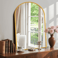 thumbnail image 1 of JIOABL 30"x 40" Arched Shatterproof Bathroom Mirror, Tempered Glass, 2 Sided Anti-Rust for Vanity Wall Decor, Gold, 1 of 8