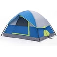 thumbnail image 1 of JIOABL 4 Person Dome Camping Tent, Waterproof Polyester with Rainfly, Easy Setup, Ventilated Windows & Skylights, Portable Backpacking Tent, Navy Blue, 1 of 7