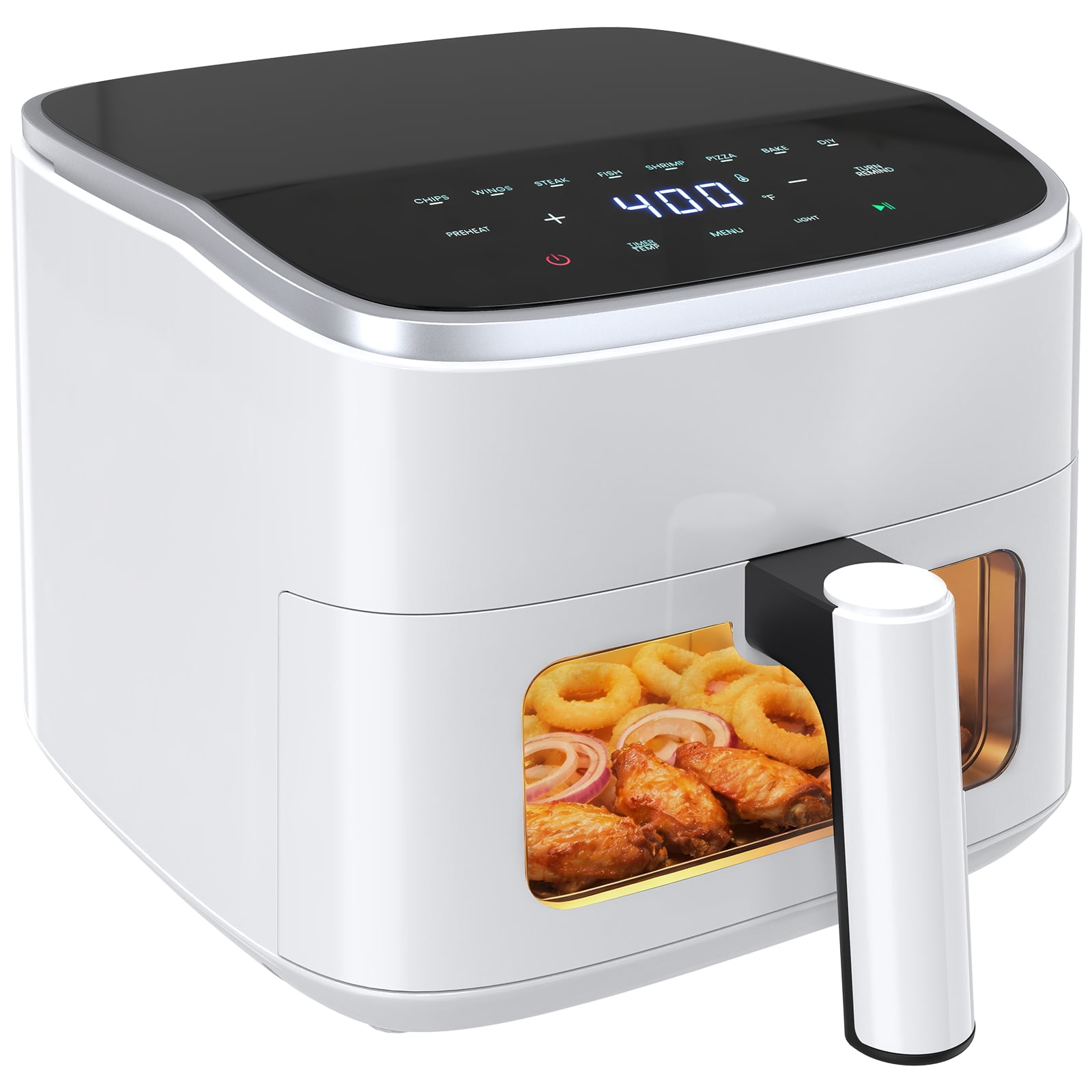 JIOABL 4 Qt Compact Air Fryer, 4-in-1 Air Fry Bake Roast Reheat, Dishwasher-Safe, White