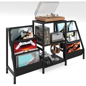 JIOABL 49 in 3-Tier Record Player Stand with 6-Tier Vinyl Storage, Media Console for Records & Audio Equipment