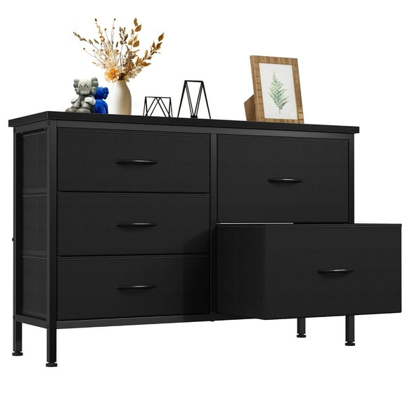 JIOABL 5-Drawer Dresser with Drawer Organizers for Bedroom, Living Room, or Closet, Black