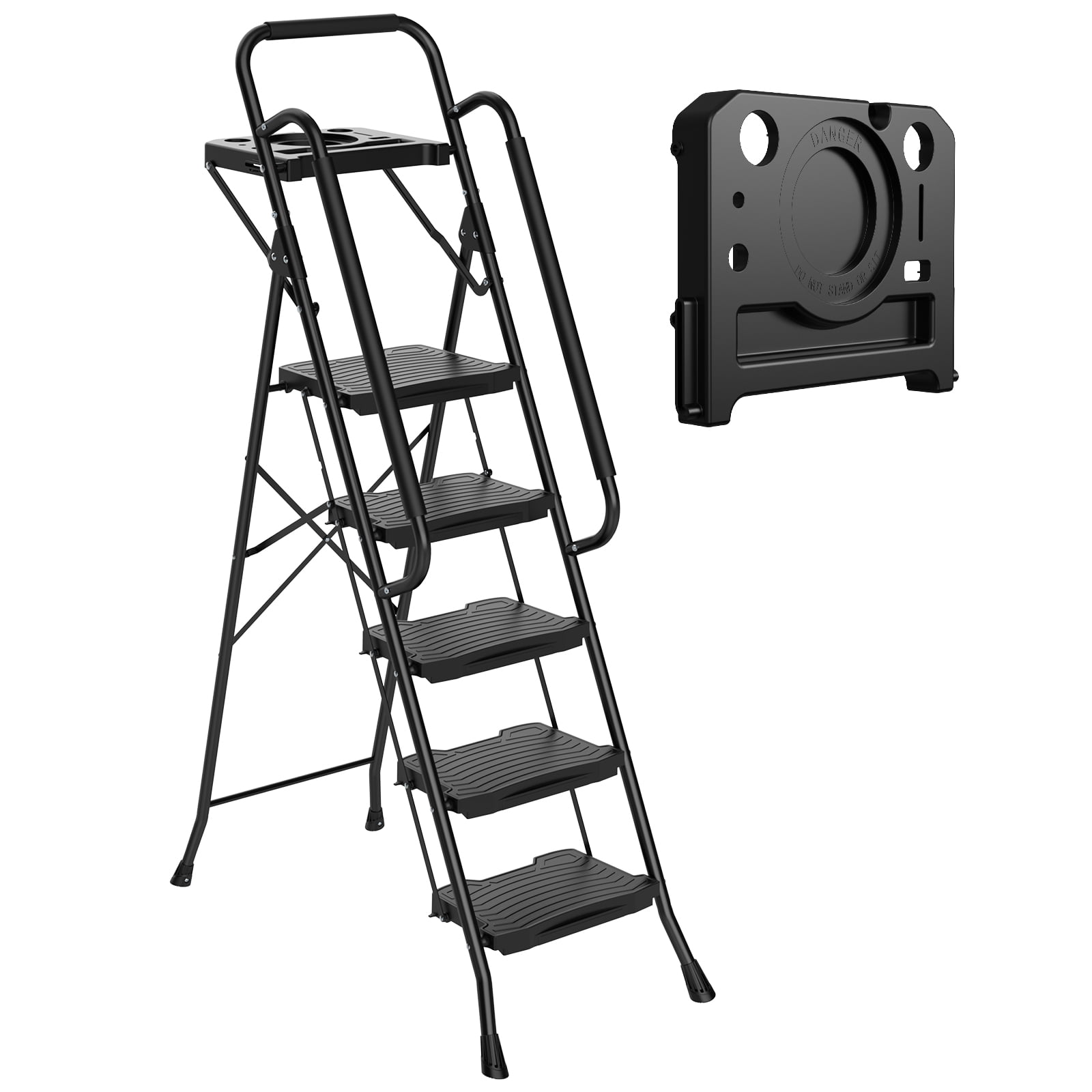 JIOABL 5-Step Ladder Stool, 63-inch Plastic Step Stool with Non-Slip ...