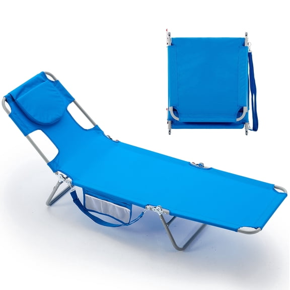 Sweetcrispy 500D Oxford Fabric Folding Beach Bed with Powder-Coated Steel Frame – Perfect for Camping, Hiking & Outdoor Adventures, Blue