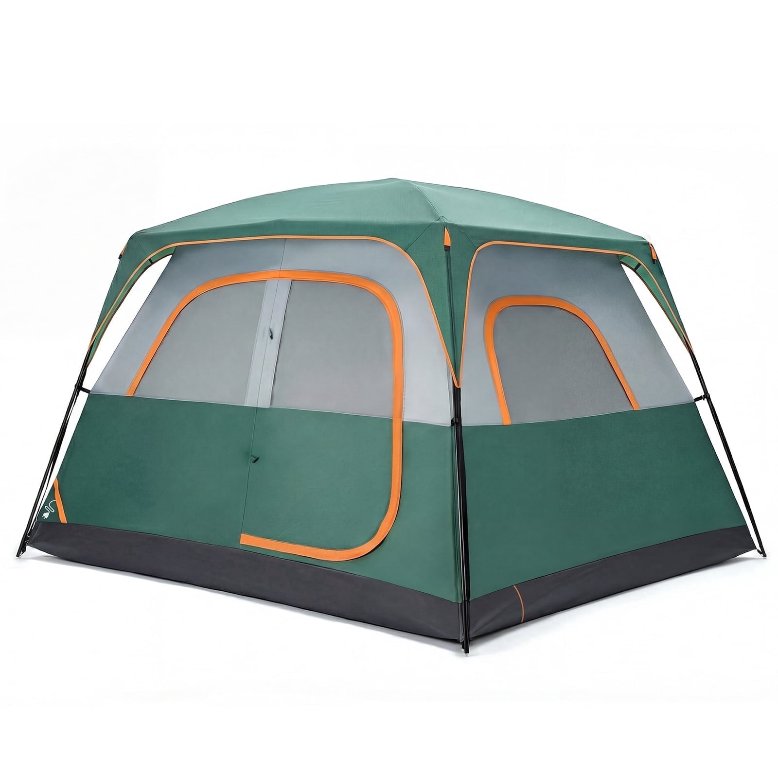 JIOABL 6 Person Camping Tent with Rainfly, Waterproof Polyester, Easy Setup, Portable with Carry Bag, Stakes & Ropes for Outdoor Camping, Green