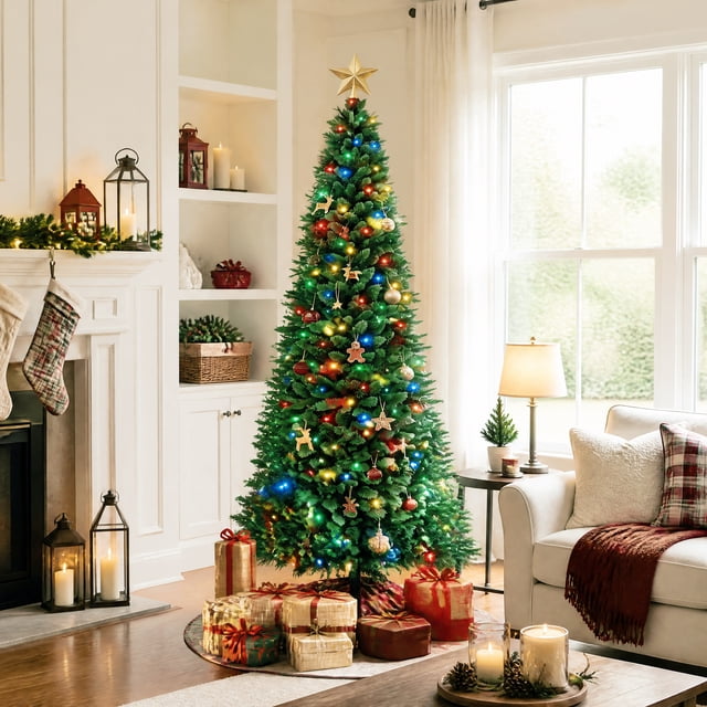 Led Downlights Label JIOABL 6FT Pre-Lit Fraser Fir Pencil Artificial Christmas Tree, Premium ...