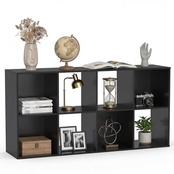 JIOABL 8 Cube Storage Organizer, Open Corner Bookshelf with Removable Back Panels for Living Room Bedroom Office, Black
