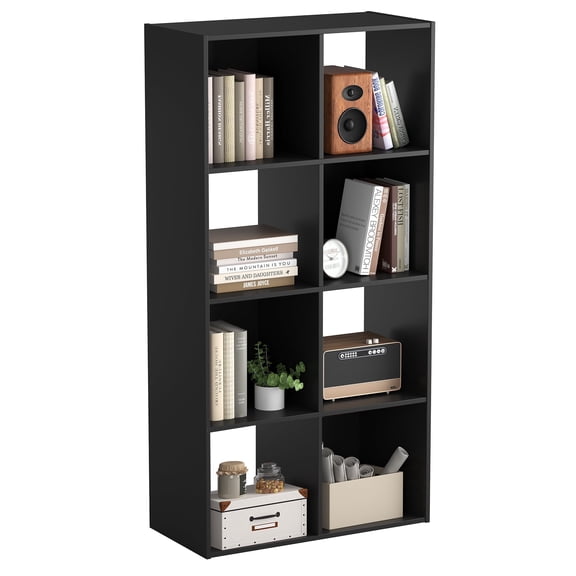 JIOABL 8 Cube Storage Organizer, Open Corner Bookshelf with Removable Back Panels for Living Room Bedroom Office, Black