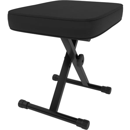 JIOABL Adjustable Piano Bench, X-Frame Music Stool with Padded Seat, Steel Frame, Black Cushion for Piano Keyboard Stand,Black