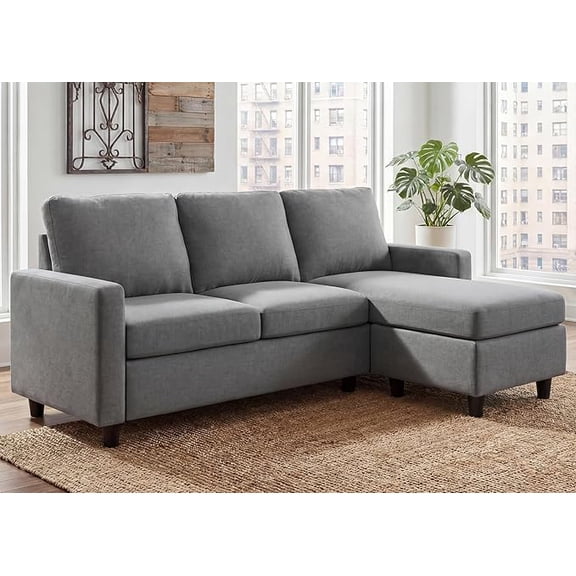 JIOABL Convertible Sectional Sofa, L Shaped Couch with Reversible Chaise for Small Space, Green