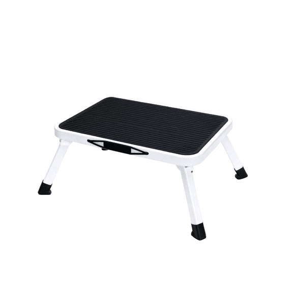 JIOABL Foldable Step Stool, 330lbs Capacity Sturdy Metal with Non-Slip Platform, Rubber Feet, Carrying Handle for RV, Truck, Home Use