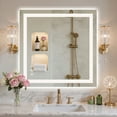 thumbnail image 1 of JIOABL LED Bathroom Mirror 36"x 36" with Stepless Dimmable Wall Mirrors with Anti-Fog, Vanity Mirror with 3 Color Modes, Shatter-Proof, Bathroom Mirror with LED Lights, 1 of 10