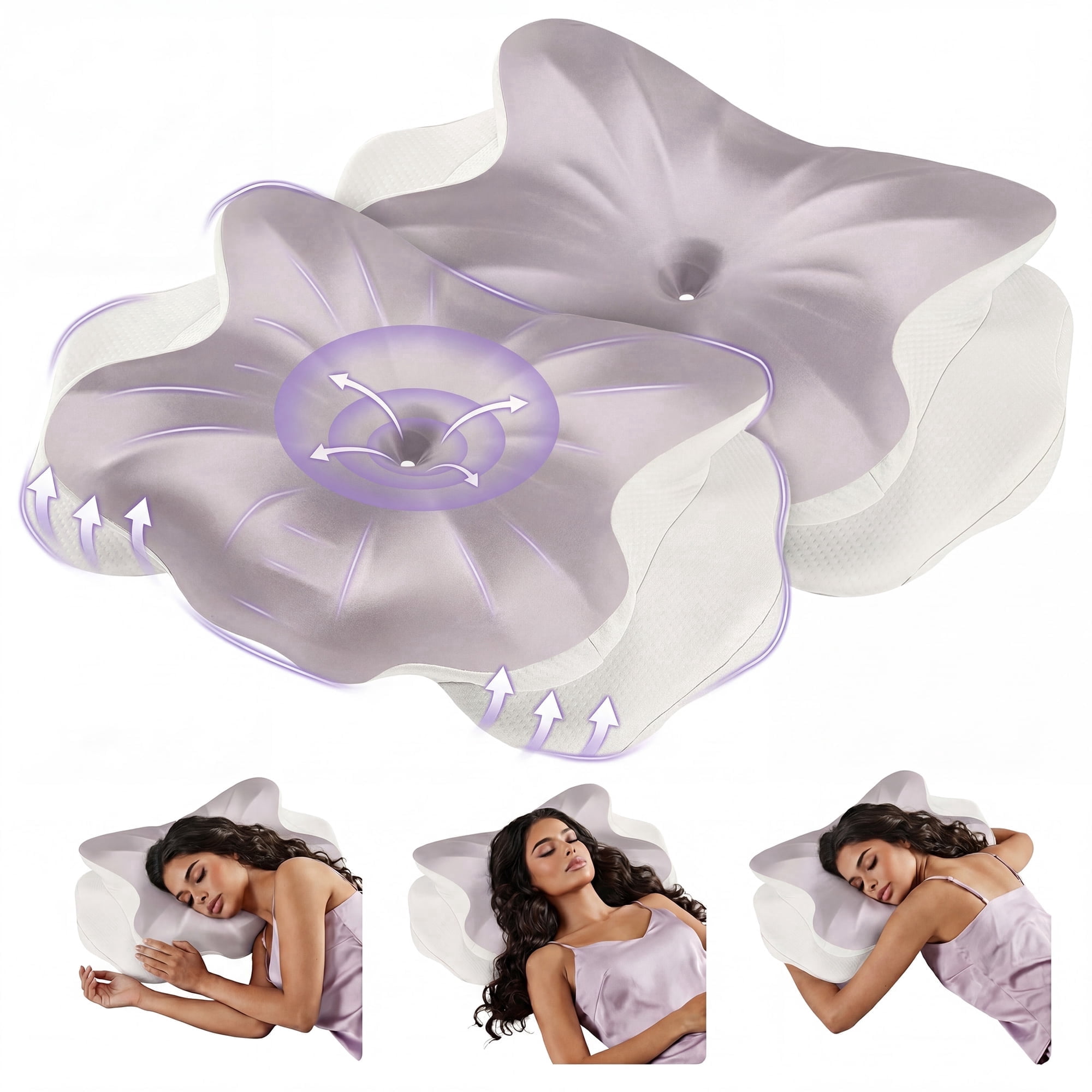 JIOABL Cervical Memory Foam Pillow, Contour Design with 2 Heights, Breathable Cover, Neck Support for Side Back Sleepers,  Medium Gray