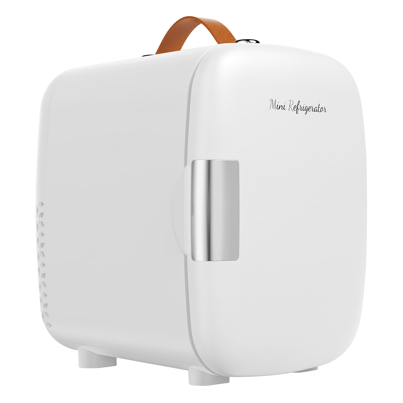 JIOABL Mini Refrigerator 4L/7 Can, Compact Small Fridge, Cosmetics Cooler for RV Use, Skincare, Bedroom, Car, White