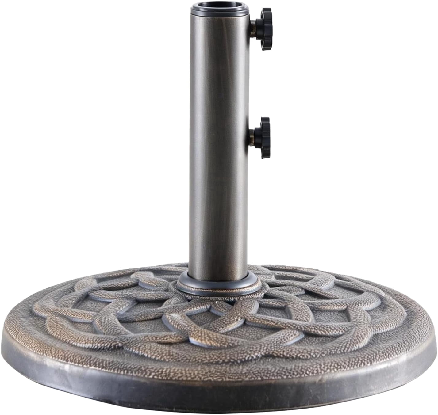 JIOABL Patio Umbrella Base with 2 Removable Pole Adapters, Heavy Duty Resin & Iron Stand, Waterproof, UV-Resistant, Adjustable, 30 lbs