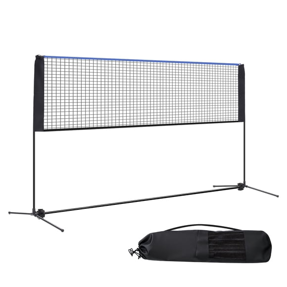 JIOABL Portable Badminton Net Set, 14FT Adjustable Height for Outdoor & Indoor Use, Includes Carry Bag, Easy Setup No Tools Needed, Blue-Black