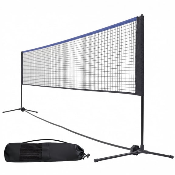 JIOABL Portable Badminton Net Set, 17FT Adjustable Height for Outdoor & Indoor Use, Includes Carry Bag, Easy Setup No Tools Needed, Red-Black