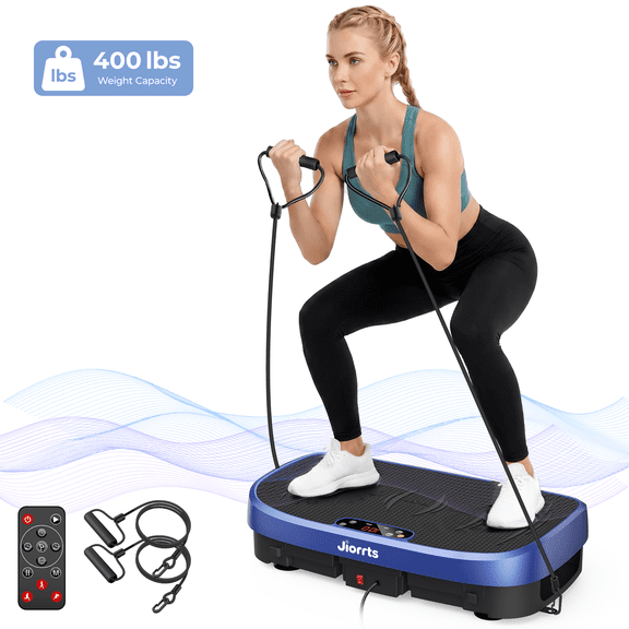 JIORRTS Vibration Plate Exercise Machine for Lymphatic Drainage, Full Body Workout Vibration Platform with 2 Loops for Home Exercise Gym,400lb Capacity