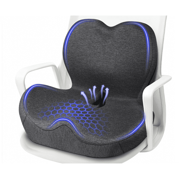 JIPORIER Seat Cushion with Back Support, Lumbar Support Pillow for Office Chair, L-Shaped Ergonomic Memory Foam Car Seat Cushion, Lumbar Pillow for Car, Desk, Office Chairs