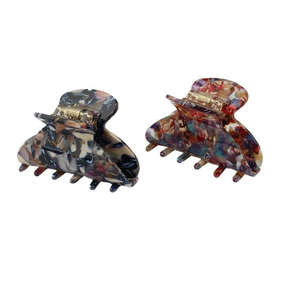 JIRIS 2PCS 2.75 inches Hair Claw Banana Clips tortoise Barrettes Celluloid French Design Barrettes celluloid Pattern print Small Fashion Accessories for Women Girls(SET6)