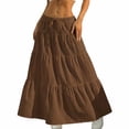 thumbnail image 1 of JIRNYORLL Womens Boho Flowy Maxi Skirt Ruffle Tiered Elastic Waist 2026 Fall 2026 Fall Beach Vacation Casual Long Skirts, Brown S, 1 of 7