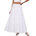 thumbnail image 1 of JIRNYORLL Womens Smocked Tiered Maxi Skirt with Pockets Drawstring Elastic High Waisted A Line Long Skirts, White S, 1 of 6