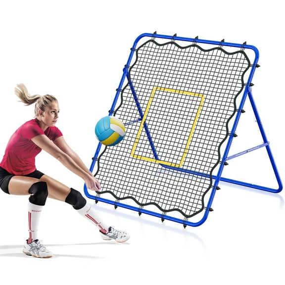 JIRTEMOT Ball's Rebounder, Volleyball Bounce Back Net for Hitting, Blocking, Serving, Setting, Portable Volleyball Trainer with 6 Ball Return Angles, 4.5x4FT