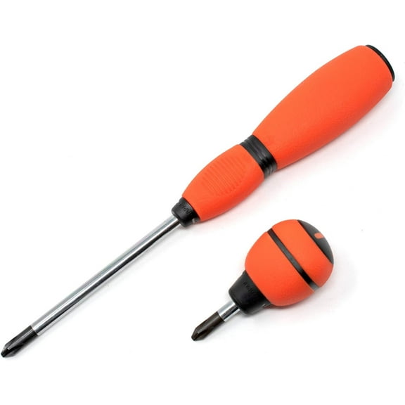 JIS (Japanese Industrial Standard) Screwdriver 2-Piece Set JIS No. #2 Regular #2 Stubby Cross Point Soft Grip Rubber Handle Made in Japan Regular Screwdriver Is Full Tang Solid Shaft 0159-100/102