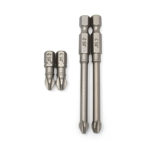 JIS (Japanese Industrial Standard) Screwdriver Impact Bits #2 #3 (Set of 4, 1 Ea) 1/4 Inch 0059-005