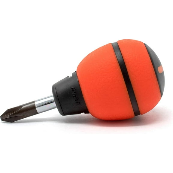 JIS (Japanese Industrial Standard) Screwdriver Stubby JIS #2 Cross Point Soft Grip Rubber Handle 3 Inch/8 cm Made in Japan Screw Driver 0159-100