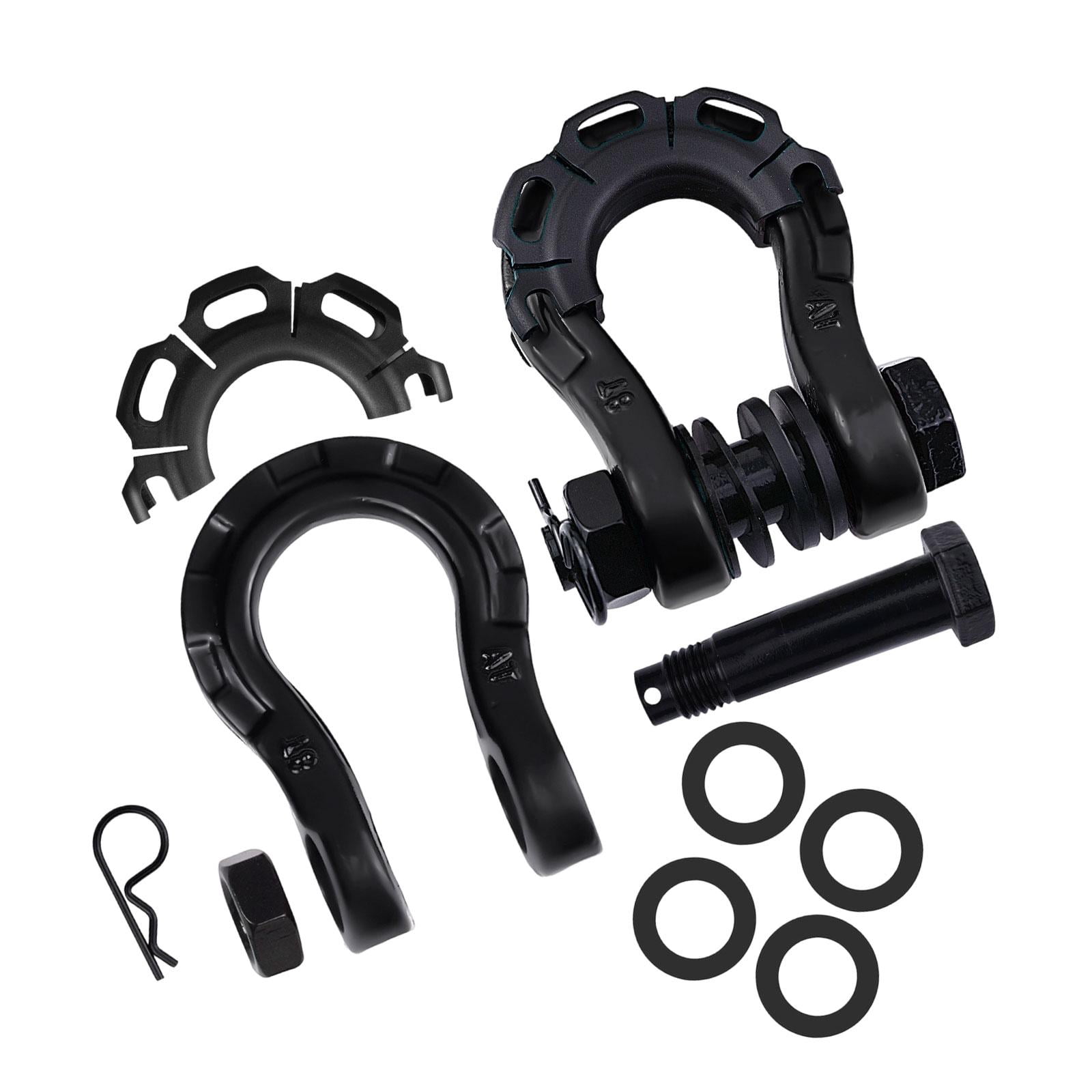 JISADER 2 Pieces D Ring Shackles Easy to Use Heavy Duty Off Roads Towing Accessories Black