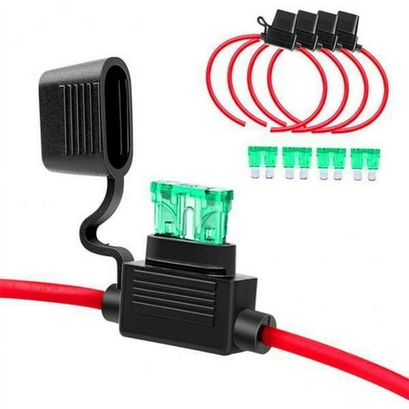 JISADER 5x12 AWG Inline Fuse Holder 30Amp Blade Fuse for ATV Boat Motorbikes
