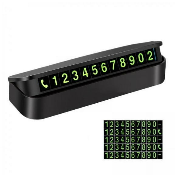 JISADER 6xCar Phone Number Plate Stop Accessories Hidden Parking Phone Number Card black glossy