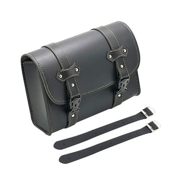 JISADER Generic Motorcycle Tool Bag Front Fork Bag Retro Design Motorbike Saddle Bag Black