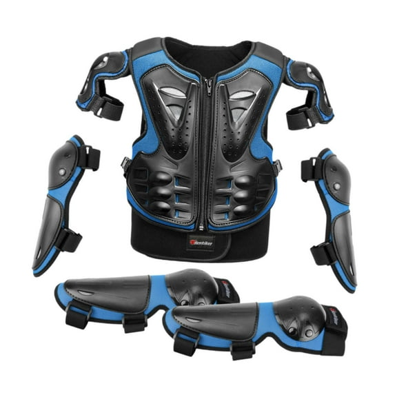 JISADER Kids Motorcycle Guard Suit Chest Spine Back Protector Dirt Bike Gear Riding Protection Set for Skateboard Riding Cycling Blue
