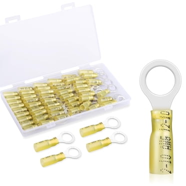 Sky High Car Audio 8 Gauge Tinned Copper Ring Terminals - 3/8" Heat Shrink (10 Pack)