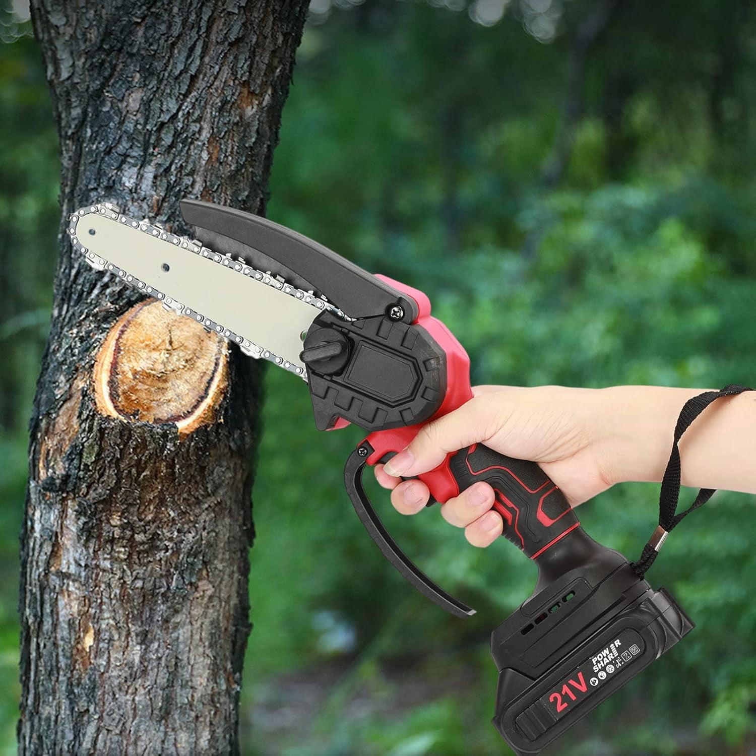 Pole Saws For Tree Trimming Cordless Pole Saw & Mini Chainsaw 2-IN-1, 21V 2Ah Battery Powered 6 Inch Brushless Rotatable Saw 14 Foot Max Reach Multi Angle Tree Branches Pruning Woo 2