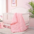 JISEN 3 Pieces Crib Bedding Set Pink Standard Size Baby Bedding Set