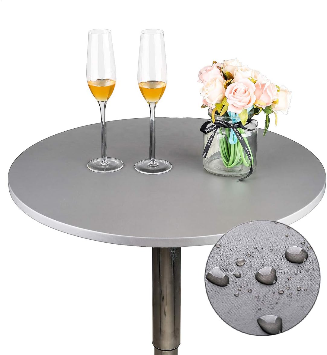 JISEN Cocktail Waterproof Round Table Topper Cap Polyester Fitted