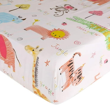 JISEN Crib Sheet - Soft Fitted Crib Sheet Baby Sheet for Standard Crib and Toddler mattresses