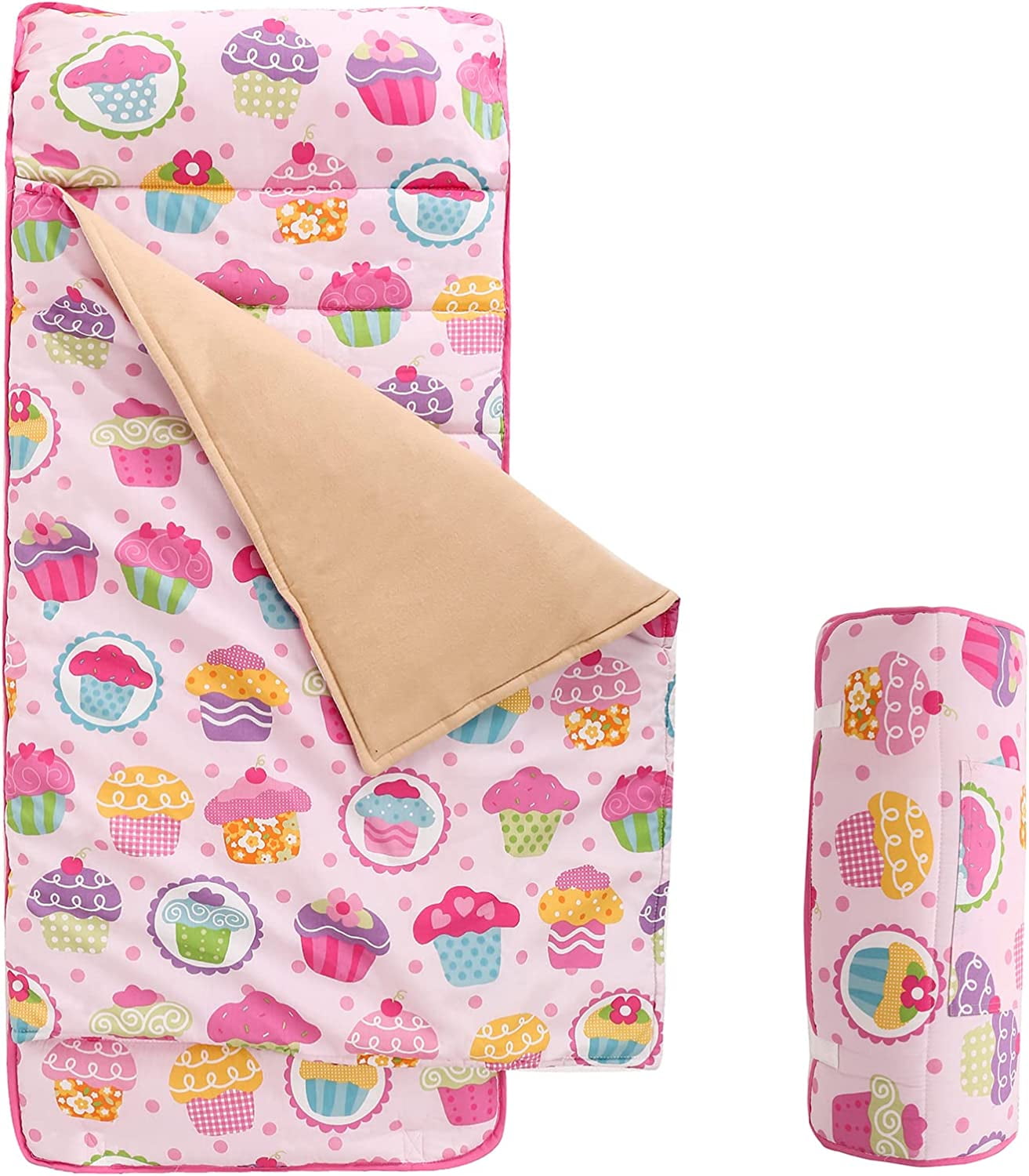 JISEN Toddler Nap Mat for Daycare Girls Pink Cake Sleeping Bag with