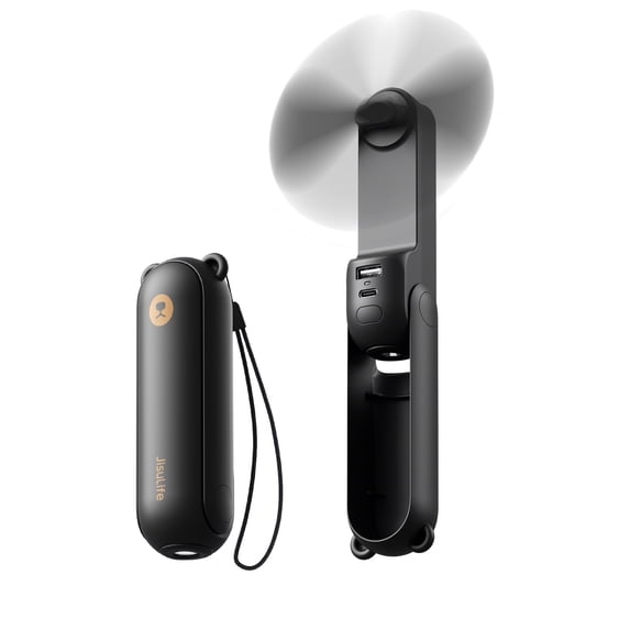 JISULIFE 3 IN 1 Oscillating Hand Held Fans, 3 speed, 19Hrs Runtime USB-C Rechargeable-Black