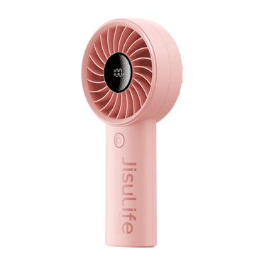 JISULIFE Handheld Fan - 5-Speed LED Display & 5000mAh Battery, USB-C Rechargeable with Lanyard, Compact Cooling for Travel/Beach/Makeup