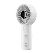 JISULIFE Handheld Fan - 5-Speed LED Display & 5000mAh Battery, USB-C Rechargeable with Lanyard, Compact Cooling for Travel/Beach/Makeup
