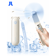 JISULIFE Mini Portable Fan, 3 in 1 Handheld Fan with 4500 mAh [20-37 use Hours], USB Rechargeable stadium fan with Power Bank, Flashlight, Foldable Pocket Fan for Travel, Makeup, Gift for Women