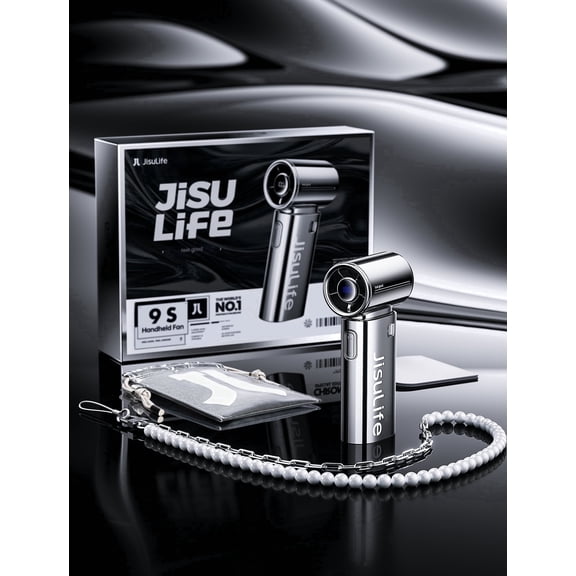 JISULIFE Portable Handheld Fan gift box, Powerful Turbo Brushless Motor [18H Battery Life], 5000mAh USB Rechargeable, 5-Speed, Mini Pocket Design, Gift for Women Men, Travel Outdoor Use-Silver