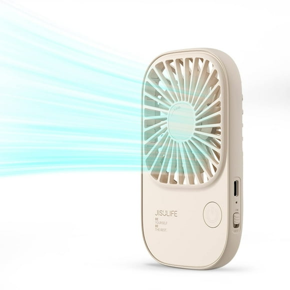 JISULIFE Mini Handheld Fan with Stand, Portable USB Rechargeable, 3 Speeds, Compact Design for Office, Outdoor Travel