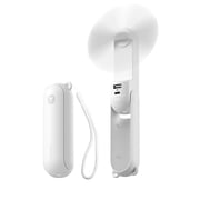JISULIFE Portable Mini Fan, Rechargeable Handheld Fan, 19Hrs Runtime with Flashlight & Power Bank, 3 IN 1 Foldable Pocket Fan for Travel, Office, Gift for Women -White