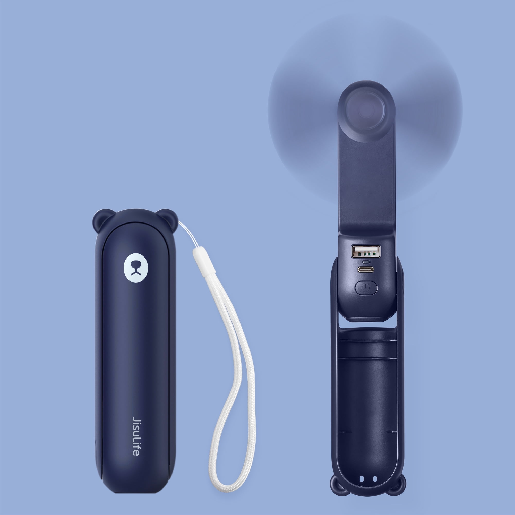 JISULIFE 3 in 1 Handheld Fan, Portable with Power Bank, Flashlight, USB ...