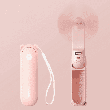 JISULIFE Portable Pocket-Sized Cooling Fan with USB Rechargeable Power Bank & Flashlight, Ideal for Outdoor Activities